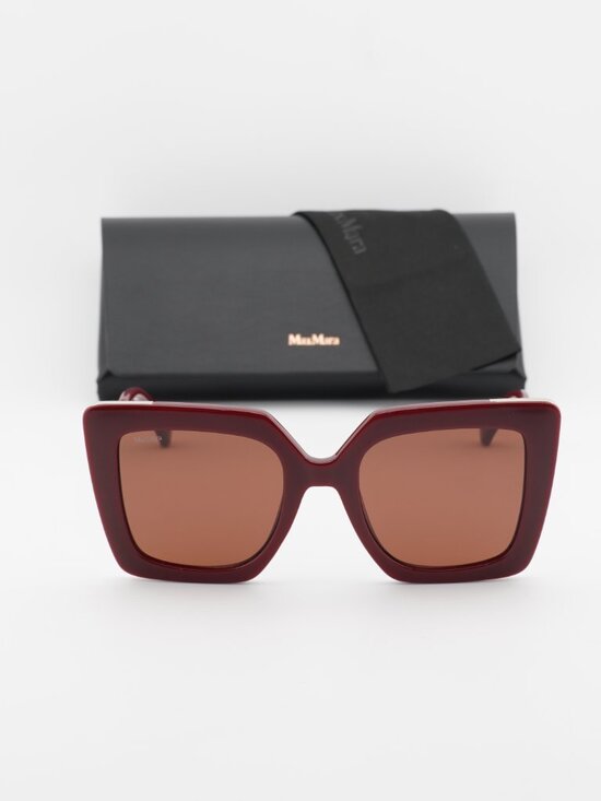 Max Mara DESIGN4 MM0051 69S Square Sunglasses - Bordeaux / Gold / Bordeaux